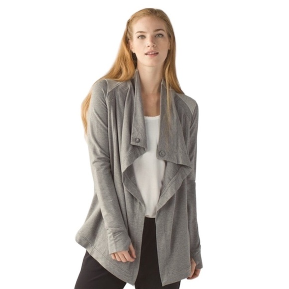 LULULEMON Coast Wrap Heather Gray Jacket. Oversized relaxed drapey. SMALL - Picture 1 of 12